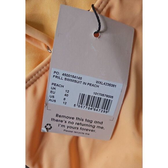 MISGUIDED Sexy Ruffled Plunge Cheeky One-Piece Bathingsuit Women's Size 8 - Picture 4 of 5